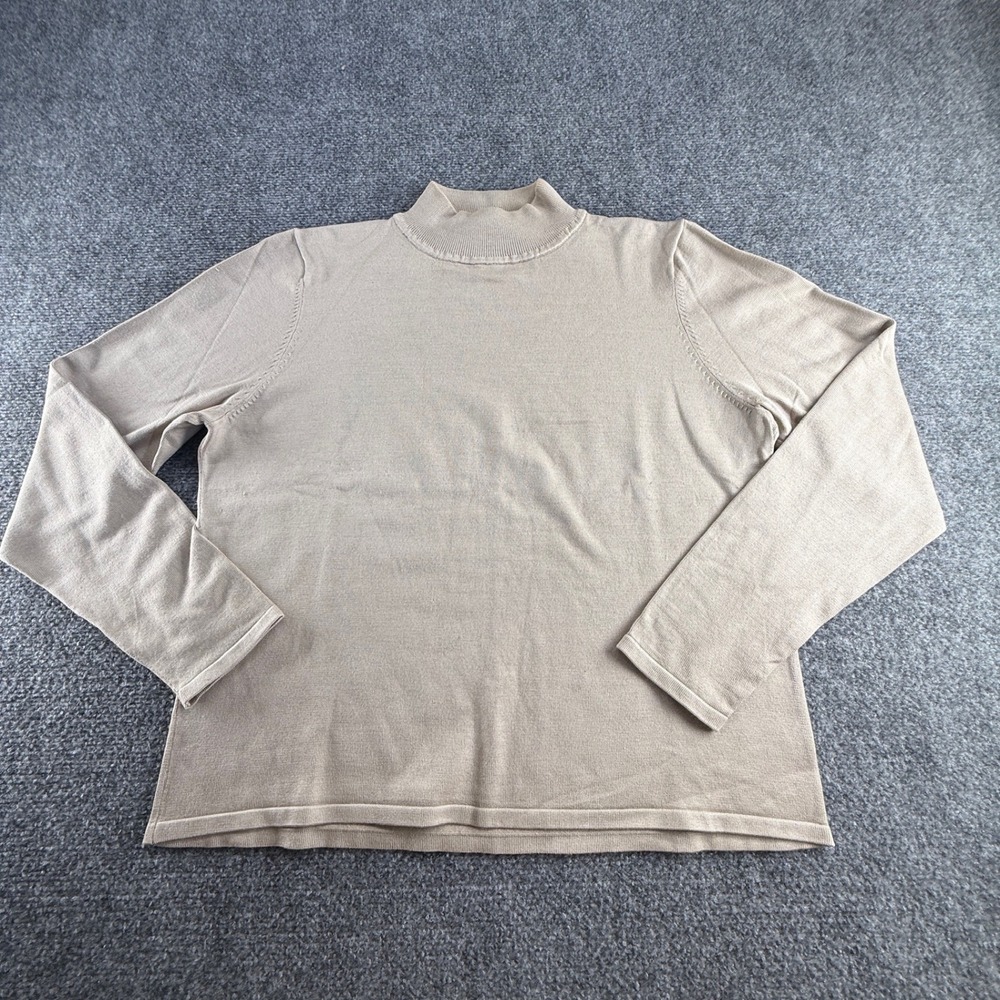 Pendleton Silk Blend Mock Neck Sweater Tan Beige Long Sleeve Womens Large